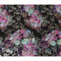 Midnight Black Jewel Floral Pure Silk Crepe 140cm