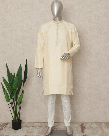 Beige Banarsi Silk Men's Kurta Pajama - D29277