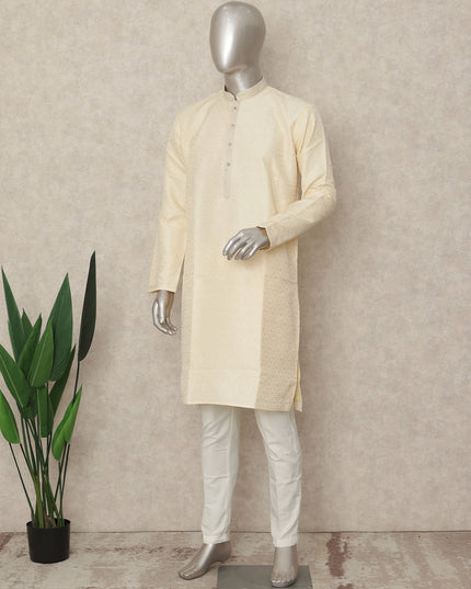 Beige Banarsi Silk Men's Kurta Pajama - D29277