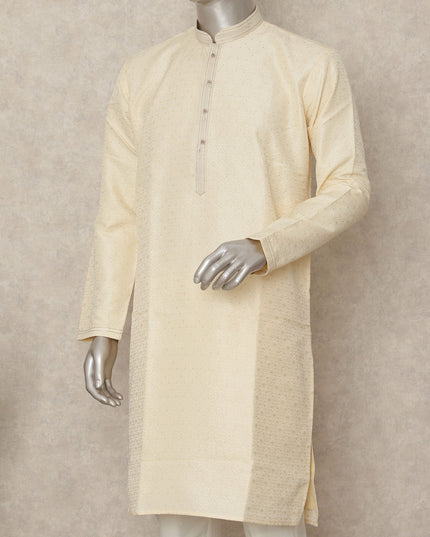 Beige Banarsi Silk Men's Kurta Pajama - D29277