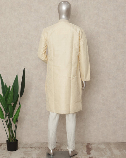 Beige Banarsi Silk Men's Kurta Pajama - D29277