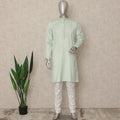 Pastel Mint Green Cotton Kurta Pyjama Set Men
