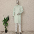 Pastel Mint Green Cotton Kurta Pyjama Set Men