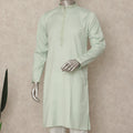 Pastel Mint Green Cotton Kurta Pyjama Set Men