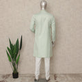Pastel Mint Green Cotton Kurta Pyjama Set Men