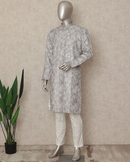 Grey Cotton Men's Kurta Pajama - D29323