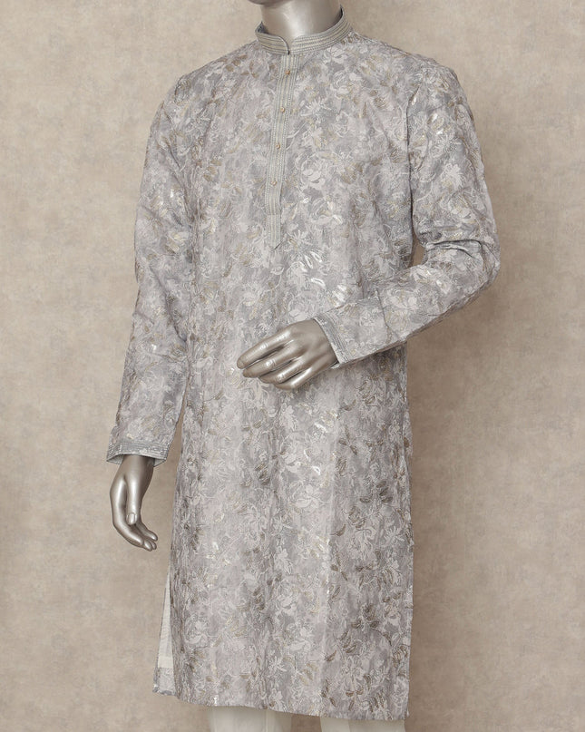 Grey Cotton Men's Kurta Pajama - D29323