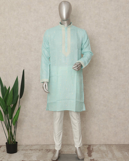 Blue Linen Men's Kurta Pajama - D29285