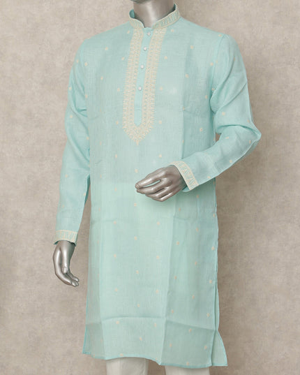 Blue Linen Men's Kurta Pajama - D29285