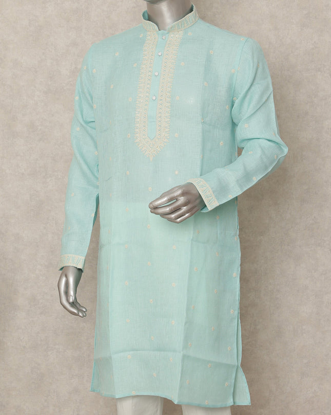 Blue Linen Men's Kurta Pajama - D29285