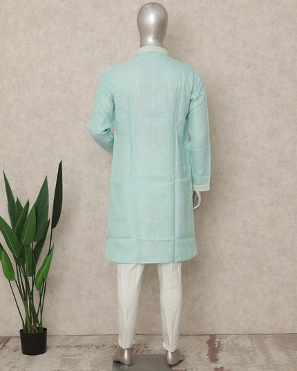 Blue Linen Men's Kurta Pajama - D29285