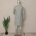 Sage Grey Linen Embroidered Kurta Pyjama Set