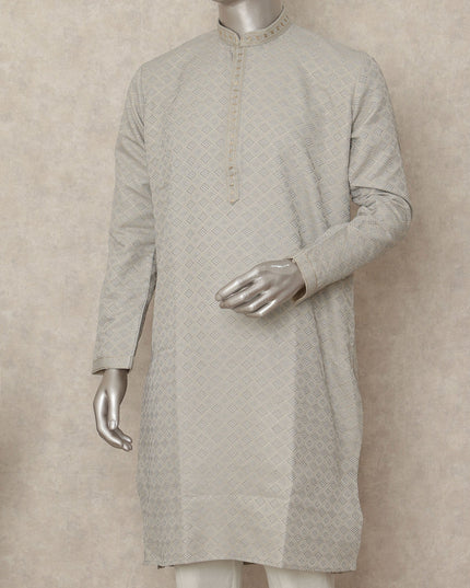 Grey Banarsi Silk Men's Kurta Pajama - D29284