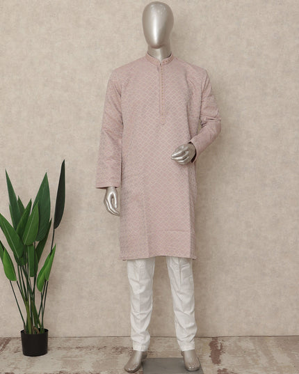 Dusty Pink Chikankari Cotton Kurta Pyjama Set