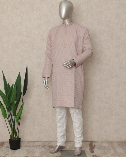 Dusty Pink Chikankari Cotton Kurta Pyjama Set
