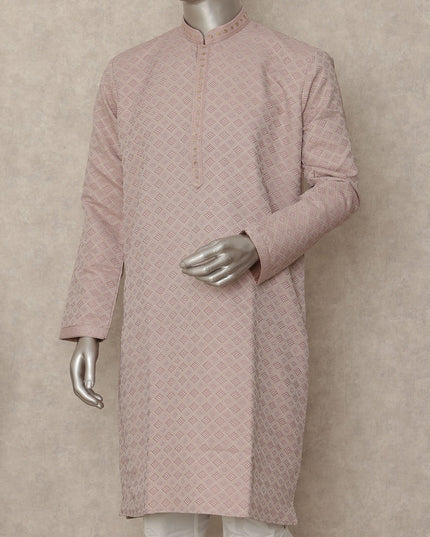 Dusty Pink Chikankari Cotton Kurta Pyjama Set