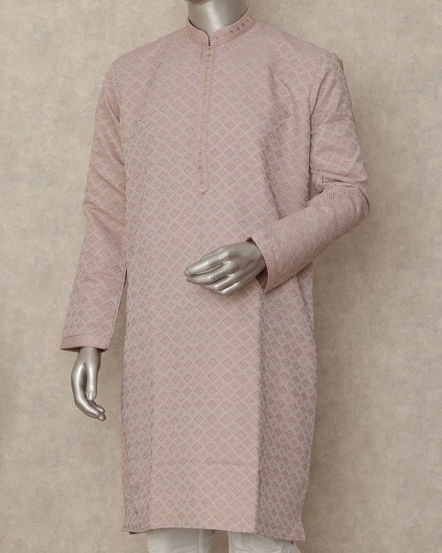 Dusty Pink Chikankari Cotton Kurta Pyjama Set