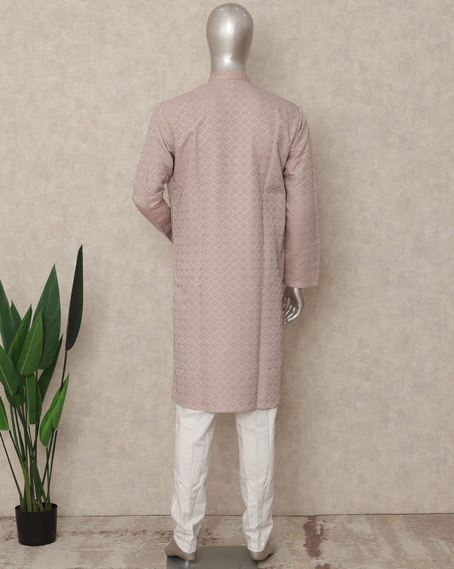 Dusty Pink Chikankari Cotton Kurta Pyjama Set