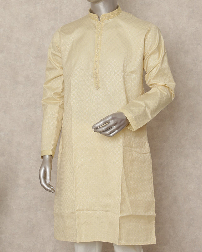 Beige Cotton Silk Men's Kurta Pajama - D29318