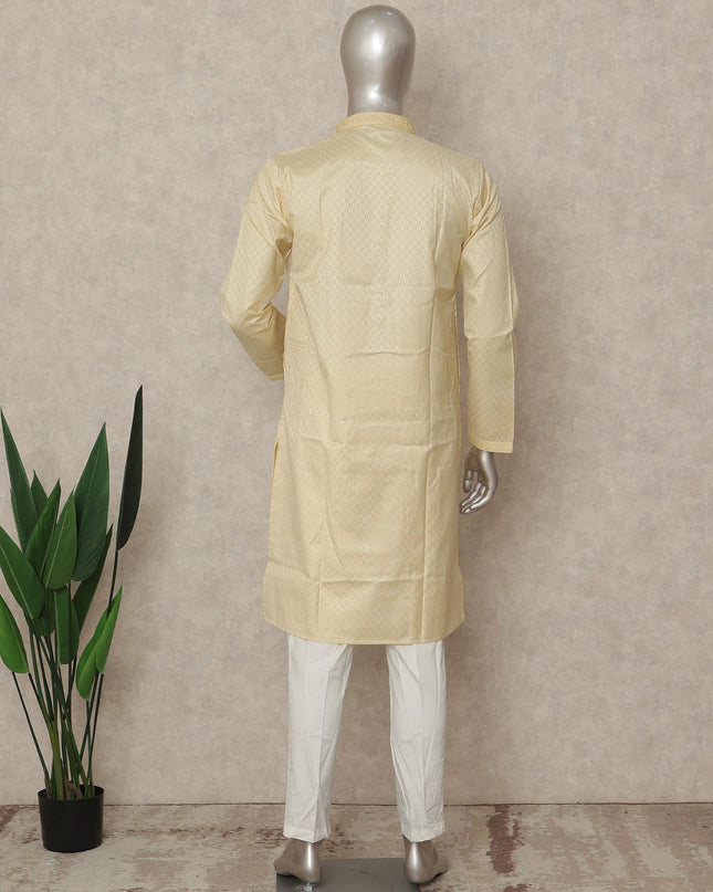 Beige Cotton Silk Men's Kurta Pajama - D29318