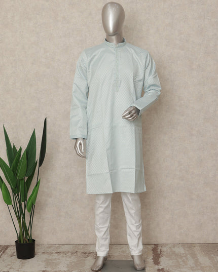 Blue Cotton Silk Men's Kurta Pajama - D29317