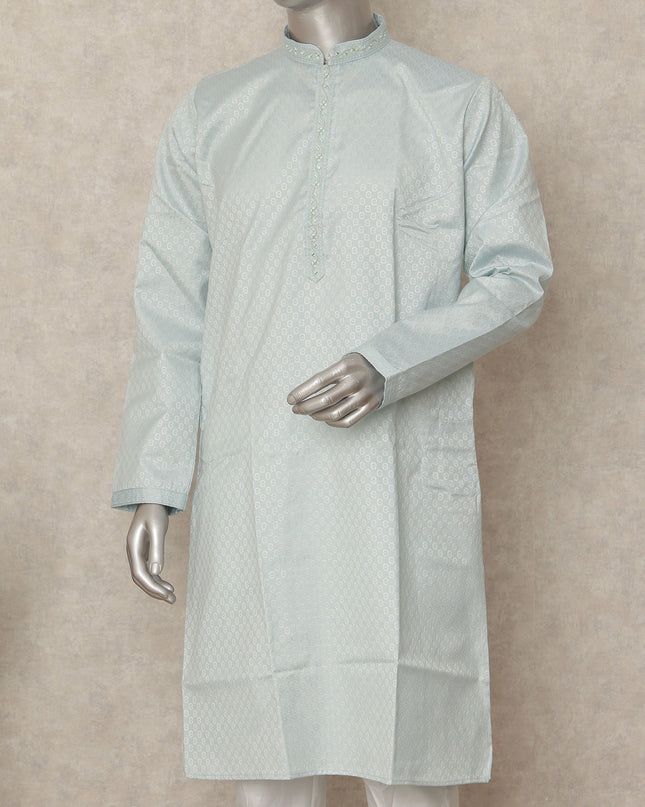 Blue Cotton Silk Men's Kurta Pajama - D29317