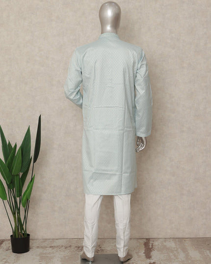 Blue Cotton Silk Men's Kurta Pajama - D29317