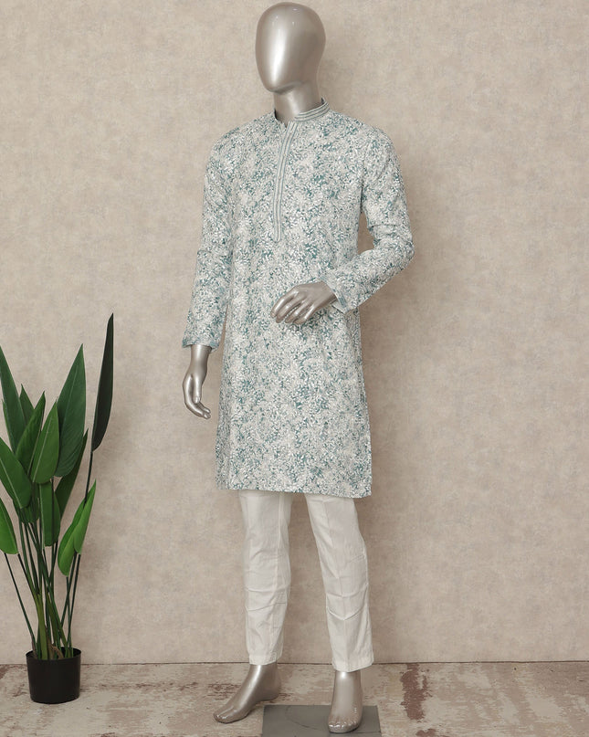 Green Cotton Men's Kurta Pajama - D29322