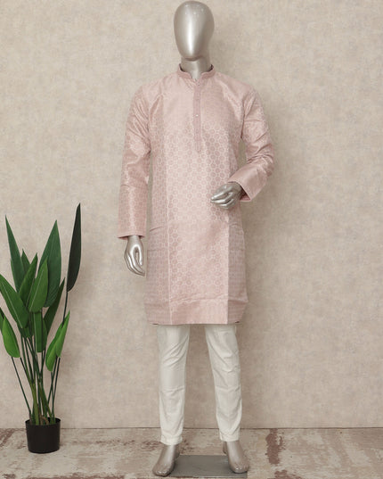Pink Banarsi Silk Men's Kurta Pajama - D29279