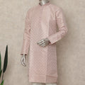 Pink Banarsi Silk Men's Kurta Pajama - D29279
