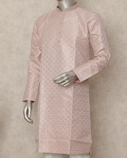 Pink Banarsi Silk Men's Kurta Pajama - D29279