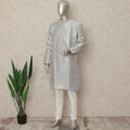 Silver Banarsi Silk Men's Kurta Pajama - D29281