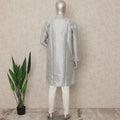 Silver Banarsi Silk Men's Kurta Pajama - D29281