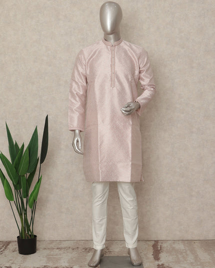 Pink Banarsi Silk Men's Kurta Pajama - D29280