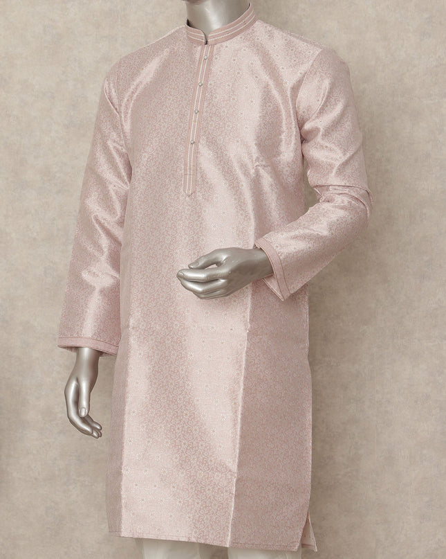 Pink Banarsi Silk Men's Kurta Pajama - D29280
