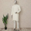 White Cotton Men's Kurta Pajama - D29287