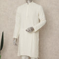 White Cotton Men's Kurta Pajama - D29287