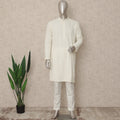 Ivory White Chikankari Cotton Kurta Set Men