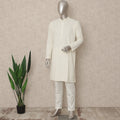 Ivory White Chikankari Cotton Kurta Set Men