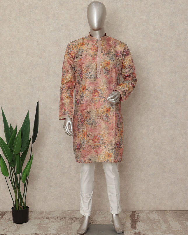 Multicolor Silk Organza Men's Kurta Pajama - D29314