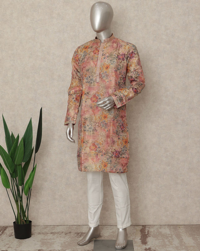 Multicolor Silk Organza Men's Kurta Pajama - D29314
