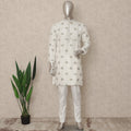 Pearl White Brocade Kurta Pyjama Set for Men