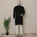 Black Cotton Men's Kurta Pajama - D29291