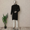 Black Cotton Men's Kurta Pajama - D29291