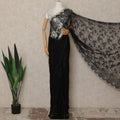 Black Metallic French Chantilly Saree Lace Elegant Floral Net Design 5.5 Mtrs Length 110 Cms Width Premium Soft Sheer Fabric France Origin-D28904 Regal Fabrics