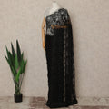 Black Metallic French Chantilly Saree Lace Elegant Floral Net Design 5.5 Mtrs Length 110 Cms Width Premium Soft Sheer Fabric France Origin-D28904 Regal Fabrics
