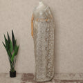 Warm Beige Metallic French Chantilly Saree Lace Elegant Floral Net Design 5.5 Mtrs Length 110 Cms Width Premium Soft Sheer Fabric France Origin-D28910 Regal Fabrics