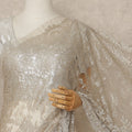 Warm Beige Metallic French Chantilly Saree Lace Elegant Floral Net Design 5.5 Mtrs Length 110 Cms Width Premium Soft Sheer Fabric France Origin-D28910 Regal Fabrics