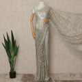 Champagne Gold Metallic French Chantilly Saree Lace Elegant Floral Net Design 5.5 Mtrs Length 110 Cms Width Premium Soft Sheer Fabric France Origin-D28909 Regal Fabrics