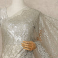 Champagne Gold Metallic French Chantilly Saree Lace Elegant Floral Net Design 5.5 Mtrs Length 110 Cms Width Premium Soft Sheer Fabric France Origin-D28909 Regal Fabrics